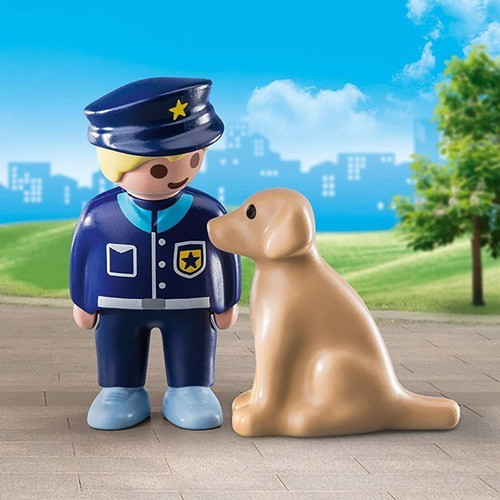 Playmobil Policía Con Perro Sentado Línea 1.2.3 2 Piezas 1