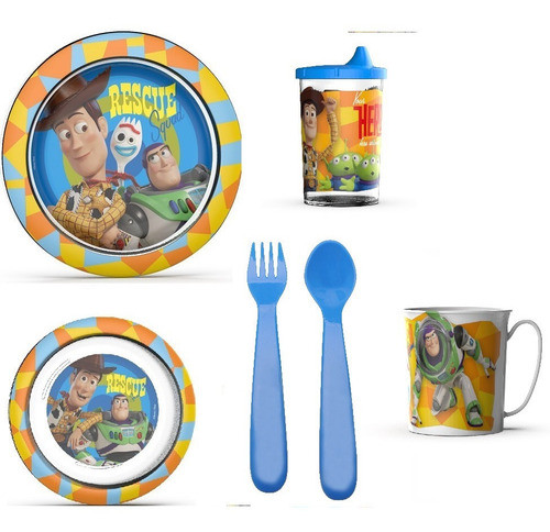 Toy Story Combo Set Plato Playo+bowl+vaso+jarro Y Cubiertos 0