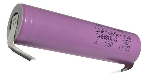 Pila De Litio Samsung 18650-30q Con Terminales 3.7v 3000mah 0