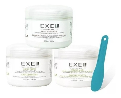 Kit Cremas Exel Facial Cutis Graso Maquillaje Profesional 1