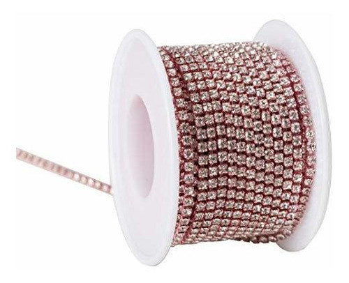 Tira De Strass 2.5mm 1rollo De 9m Clear Base Rosa 1