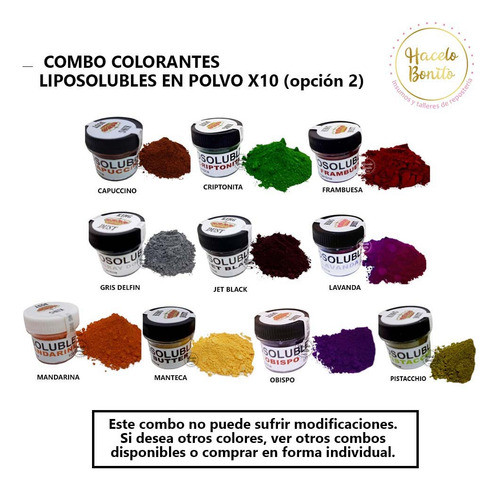 Combo X10 Colorantes Liposolubles En Polvo King Dust Opc 2 0