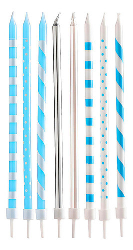 Velas Largas Impresas 15cm Lunares Rayas X10u 0