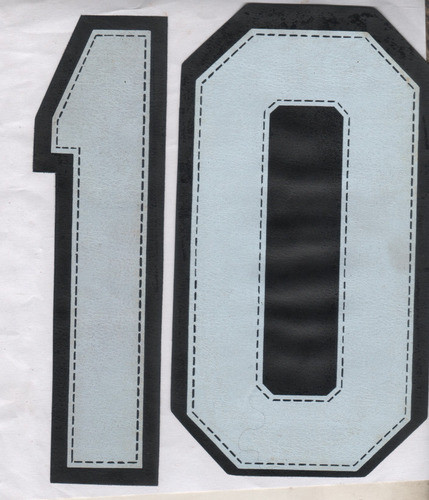 Numero 10 Para Camisetas De Cuerina Blanco Con Negro Años 70 0