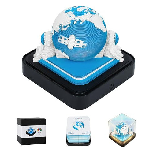 Calendario 2024 3d Bloc De Notas Interactivo Tierra Celeste 0