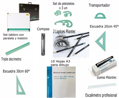 Tablero Completo Dozent Plantec 24 Artículos Dibujo Tècnico 0