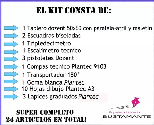 Tablero Completo Dozent Plantec 24 Artículos Dibujo Tècnico 1