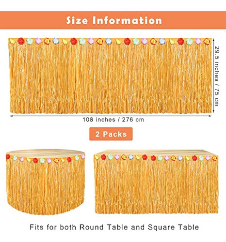 Fovths 4 Pack Luau Grass Table Skirt Natural 9 Pies X 29.5 P 1