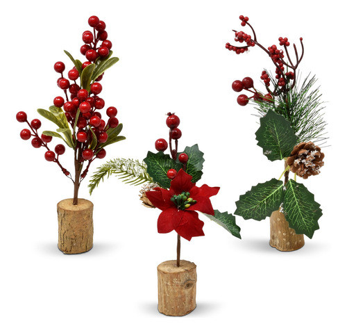 Mini Decoracion De Mesa De Arbol De Navidad, Juego De 3 Arbo 0