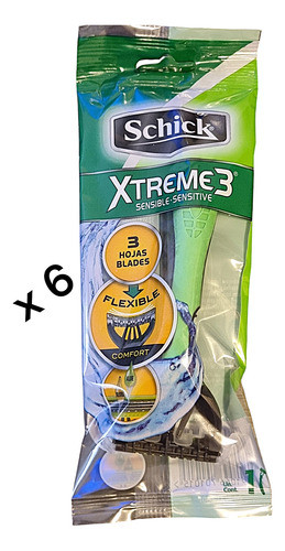 Afeitadora //schick Xtreme // Sensible//descartable X 6 Un 1