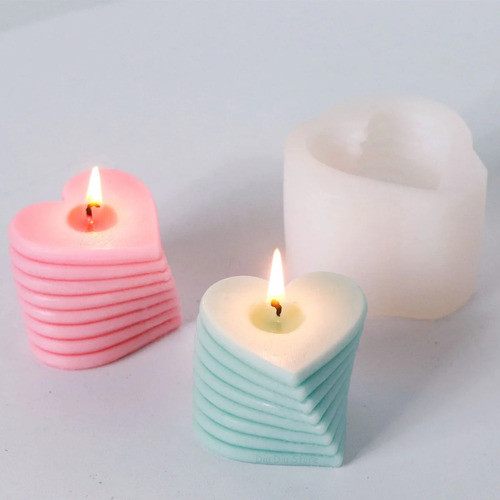 Molde De Silicona Corazon Para Velas, Resina 1