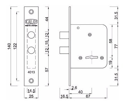 Cerrojo Puerta Exterior Pasador Doble Perno Kallay 4013 1