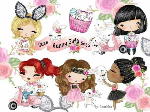 Cliparts Pascuas Conejitos Cute Girls Chicas Png Clipart 0