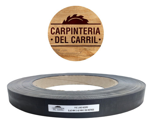 Tapacanto Pvc Lino Negro 0,40 Mm X 40 Mm X 50 M S/ Pegamento 0