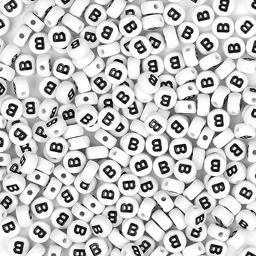 Cuentas Redondas Blancas Con Letra B Negra 300u 0