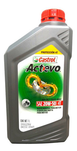 Aceite Moto Mineral 4t Castrol Actevo 20w50 0