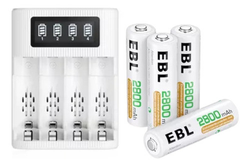 4 Pilas Ebl Doble Aa Recargables 2800mah + Cargador Usb 0