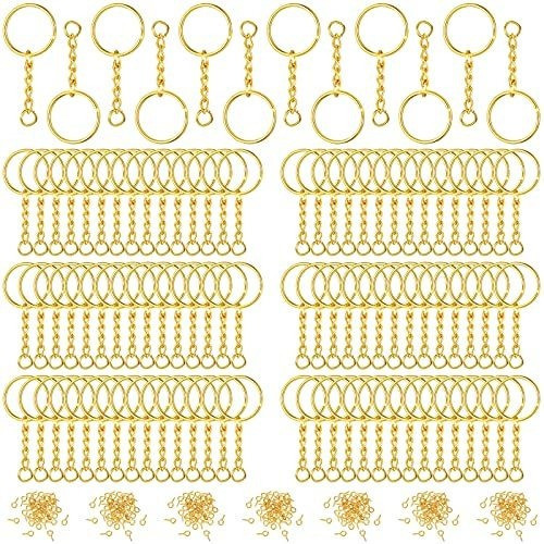 Kit Argollas Cadena Piton P/armado De Llaveros 25mm Dorado 0