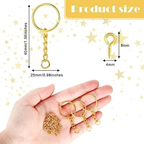 Kit Argollas Cadena Piton P/armado De Llaveros 25mm Dorado 1