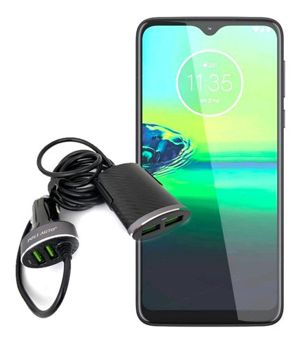 Adaptador Usb X 4 12/24v 25w Encendedor Auto 5v Cable 1mt 0