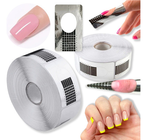 500 Moldes P/uñas Esculpidas Gel Acrílico Adhesivo Plateado 0