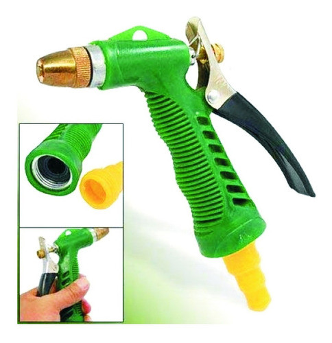 Pistola De Riego De Bronce Y Goma Manija Metal + Acople$ 0