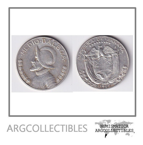 Panama Moneda 1/2 Balboa 1968 Plata 400 Km-12d-1 Vf+ 0
