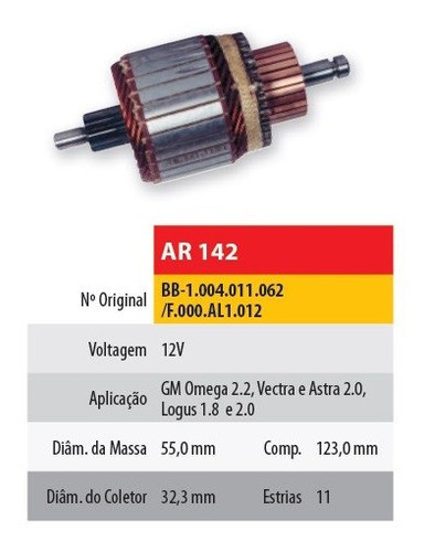 Inducido 12v Chevrolet Vectra/astra 2.0 (123x55x11x32,3) 0