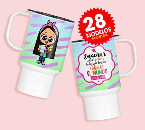 Plantillas Sublimar Jarros Termicos Maestra Jardinera Seño 1