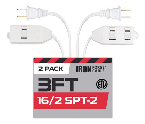 Cables De Extension Blancos O Negros, Paquete De 2 O 3-16/2 0