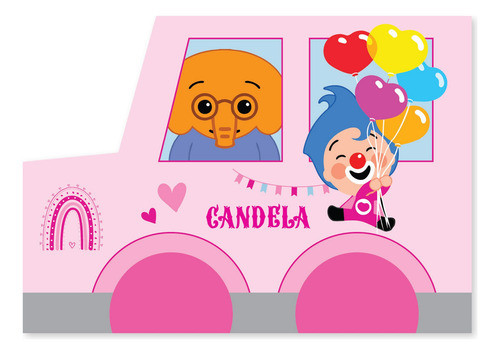 Camion Imprimible Payaso Plim Plim Rosa Tukit 0