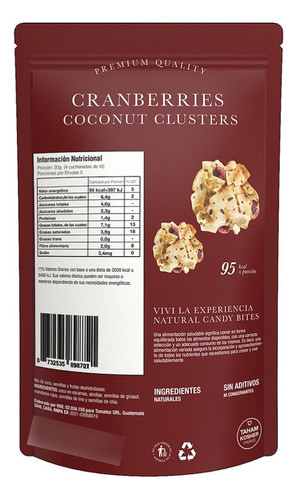 Pack X6 Snack Coconut Cranberries Cluster Natural Candy 100g 1