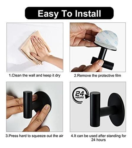 4 Ganchos Autoadhesivo Para Baño O Cocina Negro 1