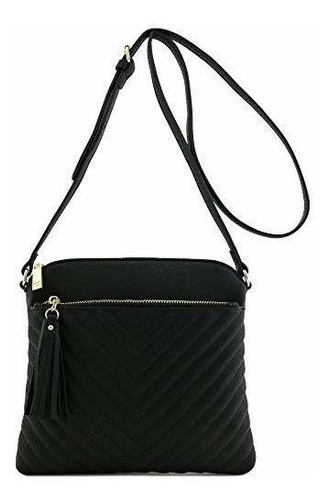 Chevron Bolso Acolchado Para Crossbody Tamaño Mediano Con B 1