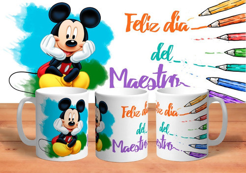 Taza De Cerámica Dia Del Maestro Maestra Mickey 1