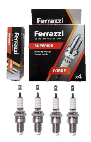 4 Bujias Ferrazzi Cobre Cono Grueso 128 Duna Gol Corsa Chevy 0