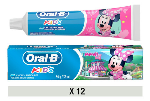Oral B Kids Kit X12 Pasta Dental Con Fluor Para Niños Minnie 0