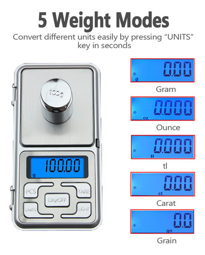 Balanza De Bolsillo Digital, Capacidad De 17.64 oz, Equili. 1