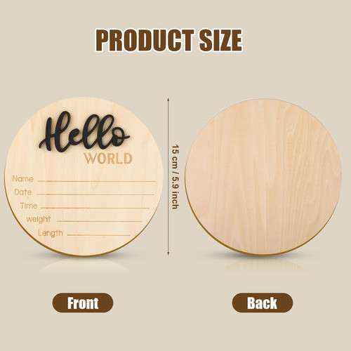 Anuncio Para Bebé Madera Negra 15cm Bienvenida Lugar Para No 1