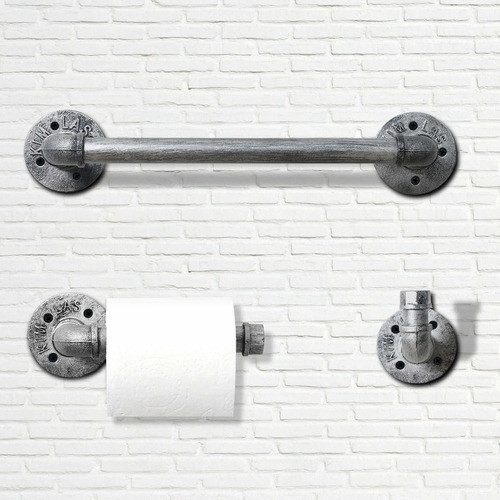 Set De 3 Accesorios Para Baño Industrial Houseaid -8x6s367g 1