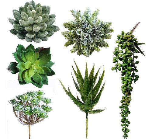 Winlyn 6 Piezas Suculentas Falsas Sin Maceta, Surtidas Mesa 0