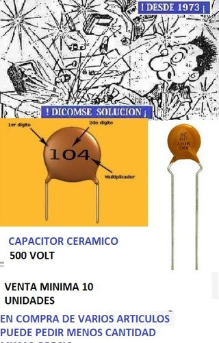 Capacitor Ceramico  1000pf X500v Z5u 0.001ufx 50 Unid 0