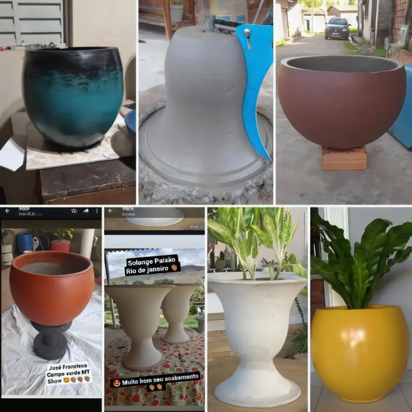 Concrete Planter Mold Templates Kit with Spinning Arm – 14 Models – Blue/White