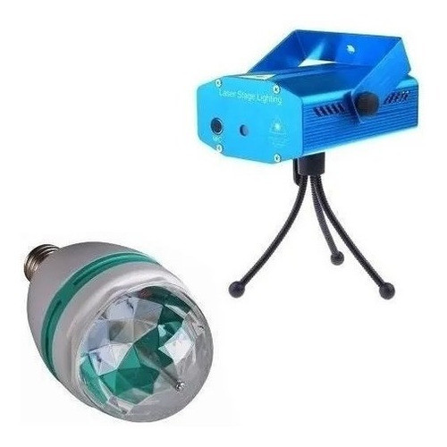 Bola De Rayos Leds Giratoria Dj + Mini Laser Lluvia Combo 0