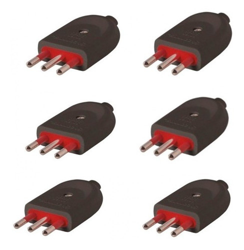 Ficha Macho 3 En Linea 10 Amp Conatel Pack X 6 Negro -sc- 0