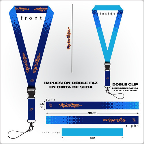 Llavero Cinta Seda Yamaha 60 Doble Mosqueton 105cm Doble Faz 1