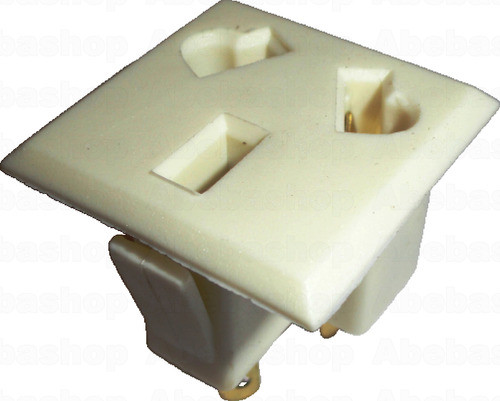 Pack 40x Conector Toma 220v Hembra 3 Espigas Blanco Chasis 0