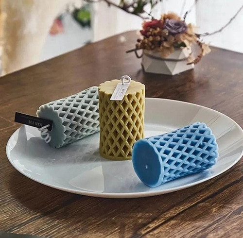 Molde De Silicona Cilindro Texturado Especial Para Velas 1