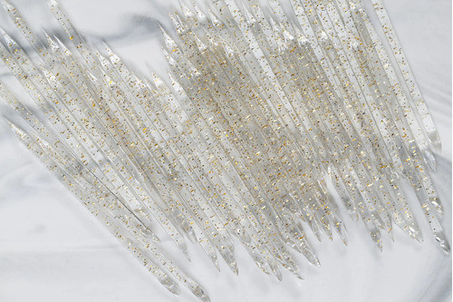 Palito Naranjo Acrilico Con Glitter Repujador D Cutícula X50 1