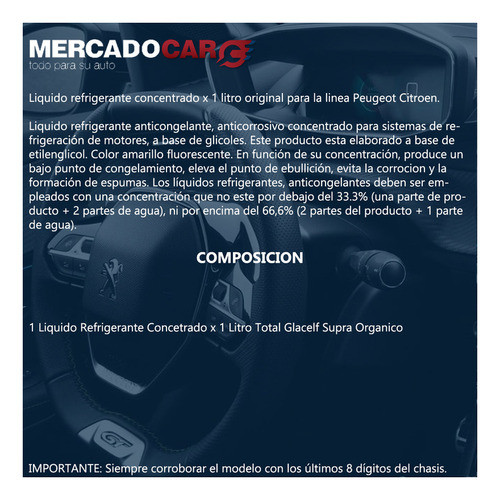 Refrigerante Peugeot 308 1.6 16v Total Organico X 1 Litro 1